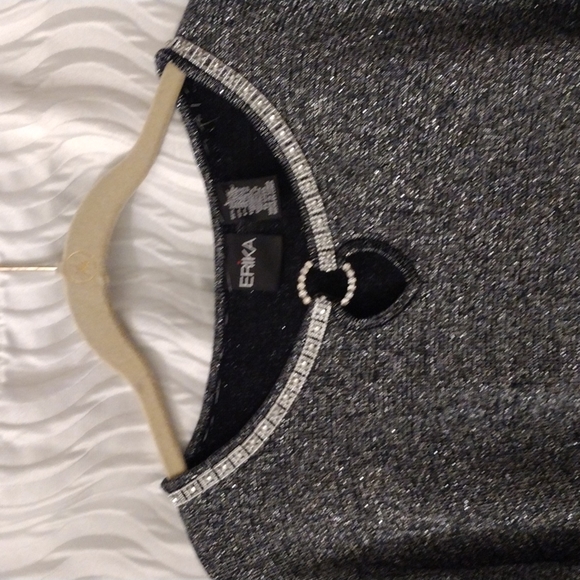 Vintage Blingy Erika Sweater Sz L Elegant Shimmery Metallic Lightweight - Picture 2 of 10